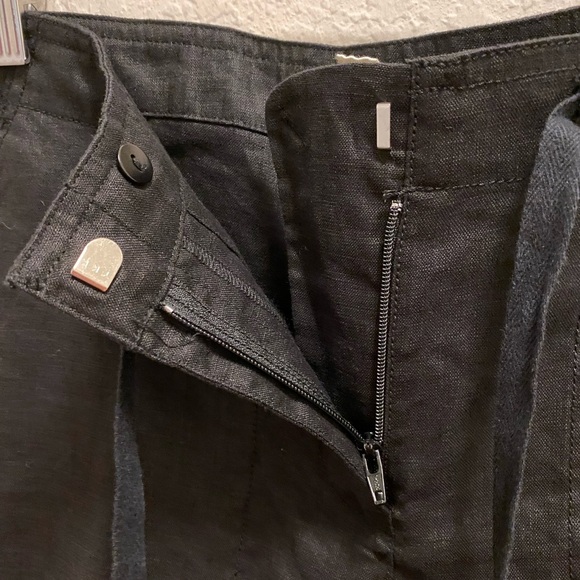 Eileen Fisher Black 100% Organic Linen Lightweight Cropped Pant Size PP - Picture 4 of 9
